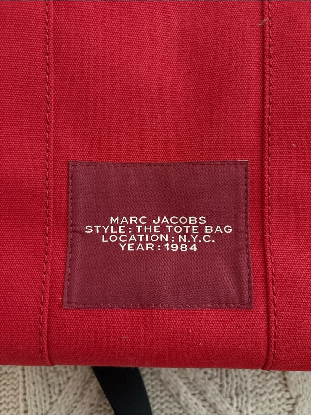 Marc Jacobs Red Canvas 'The Tote Bag' with Black Strap - Picture 2 of 7
